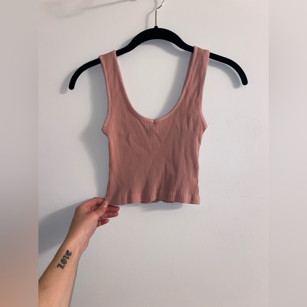 Cute Pink/Mauve V-Neck Tank- Size S